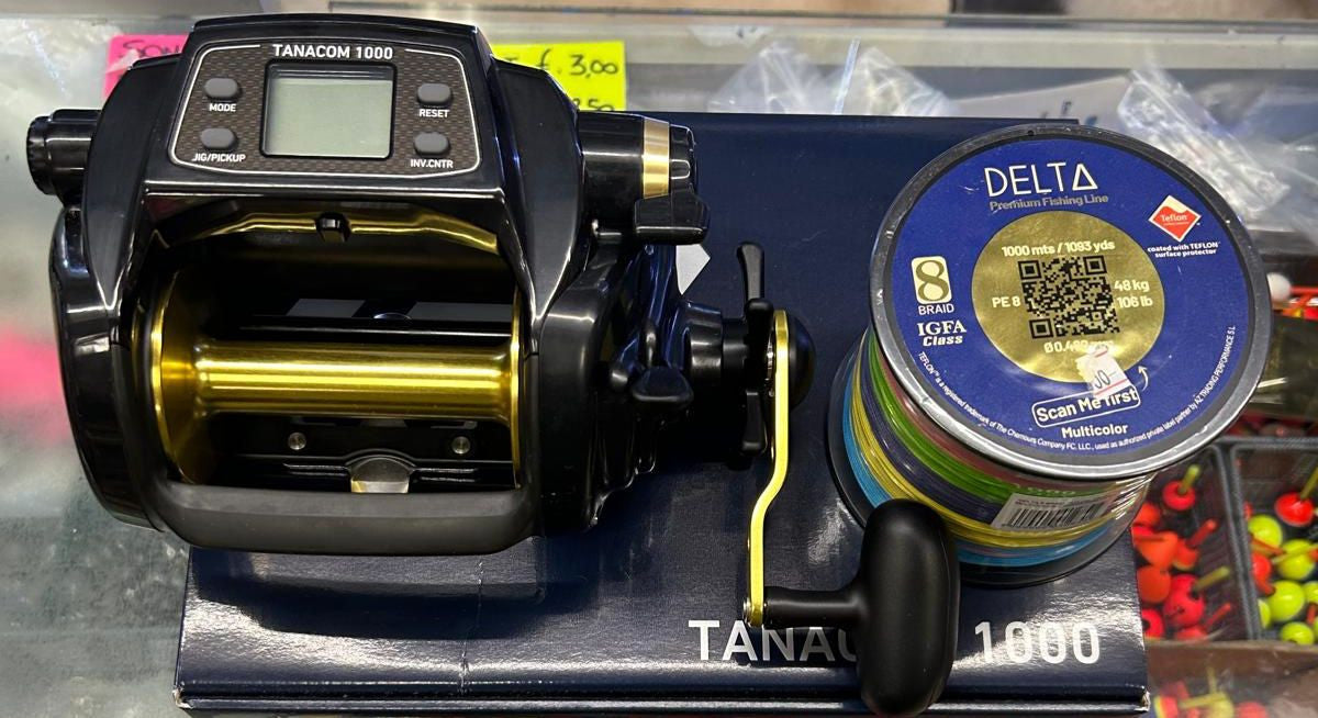 Combo mulinello elettrico Tanacom 1000+ trecciato Delta Mt. 1000 ø 0,46
